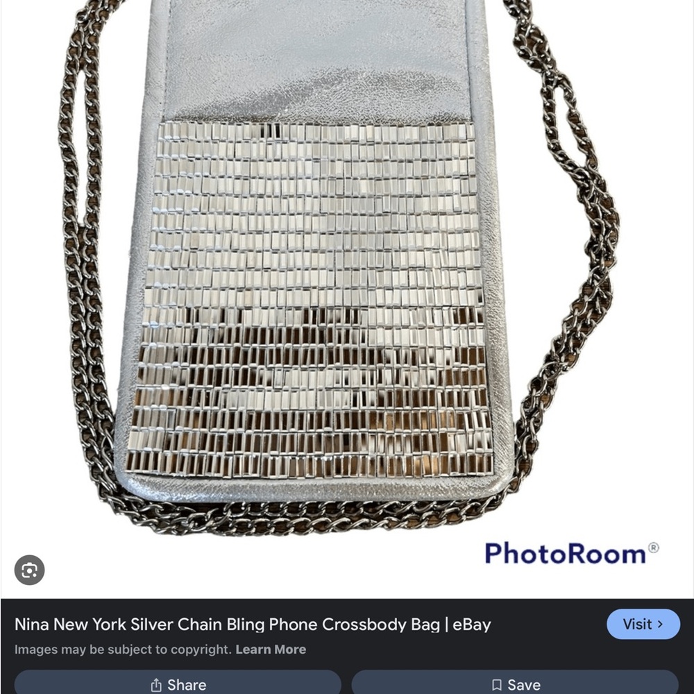 Rhinestone silver chain cross body phone holder